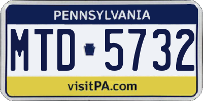 PA license plate MTD5732