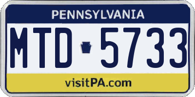 PA license plate MTD5733