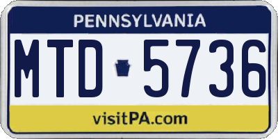 PA license plate MTD5736