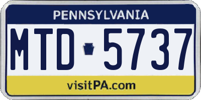 PA license plate MTD5737