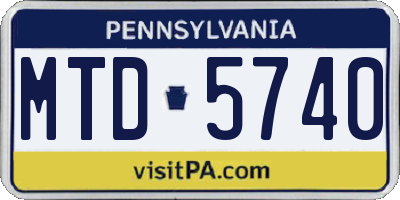 PA license plate MTD5740