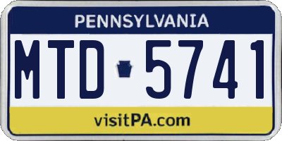 PA license plate MTD5741