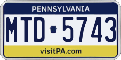 PA license plate MTD5743