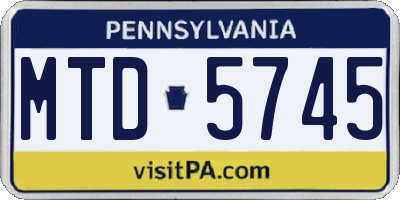 PA license plate MTD5745