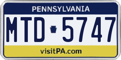 PA license plate MTD5747