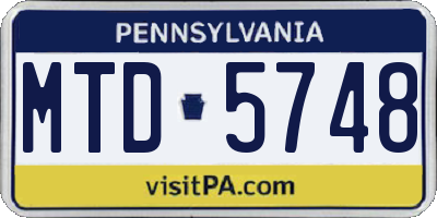 PA license plate MTD5748