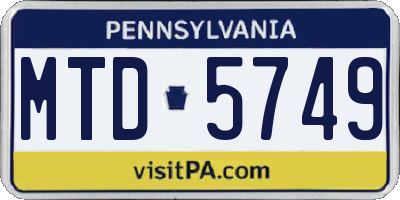PA license plate MTD5749