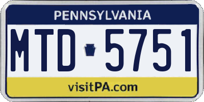 PA license plate MTD5751