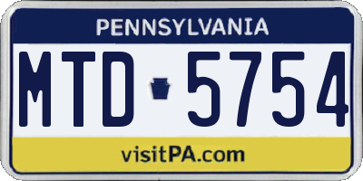 PA license plate MTD5754