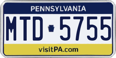 PA license plate MTD5755