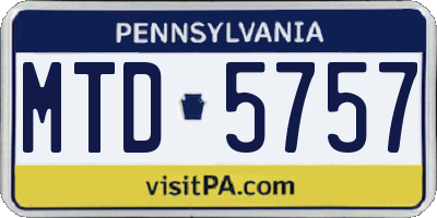 PA license plate MTD5757