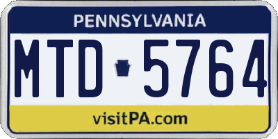 PA license plate MTD5764