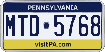 PA license plate MTD5768