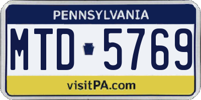 PA license plate MTD5769