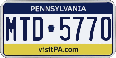 PA license plate MTD5770