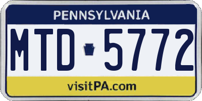 PA license plate MTD5772