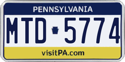 PA license plate MTD5774