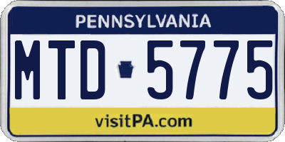PA license plate MTD5775