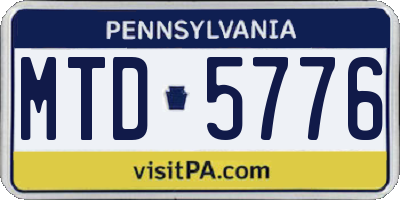 PA license plate MTD5776