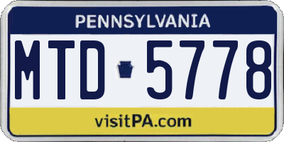PA license plate MTD5778