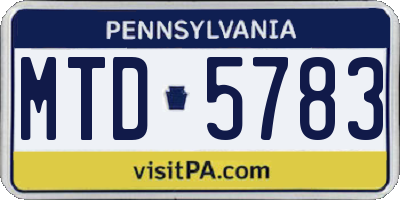 PA license plate MTD5783