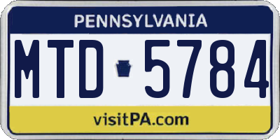 PA license plate MTD5784
