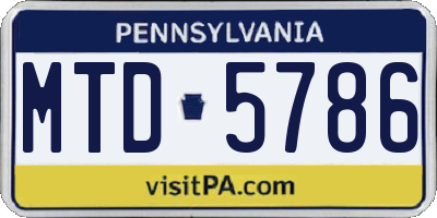 PA license plate MTD5786