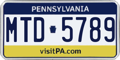 PA license plate MTD5789