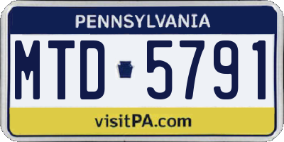 PA license plate MTD5791