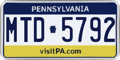 PA license plate MTD5792