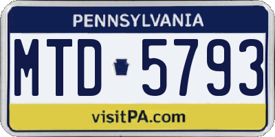 PA license plate MTD5793