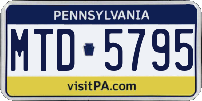 PA license plate MTD5795