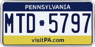 PA license plate MTD5797