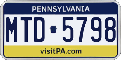 PA license plate MTD5798