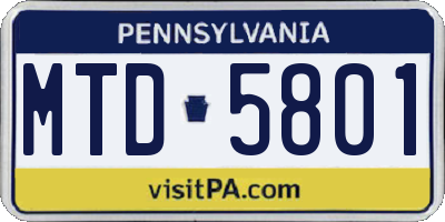 PA license plate MTD5801