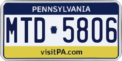 PA license plate MTD5806