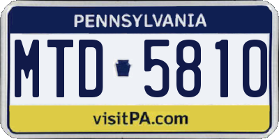 PA license plate MTD5810