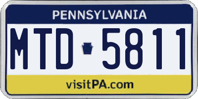 PA license plate MTD5811