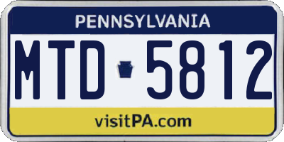 PA license plate MTD5812