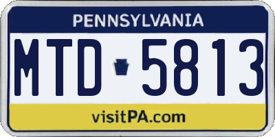 PA license plate MTD5813