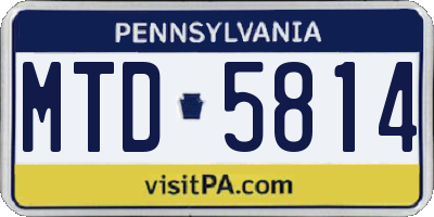 PA license plate MTD5814
