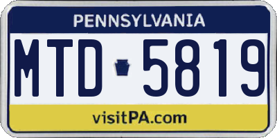 PA license plate MTD5819