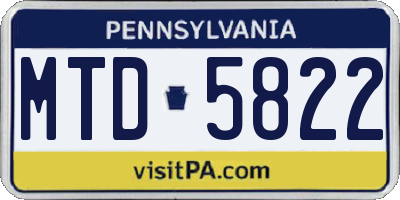 PA license plate MTD5822