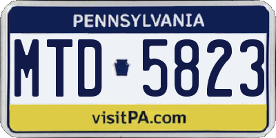 PA license plate MTD5823