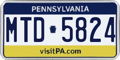 PA license plate MTD5824
