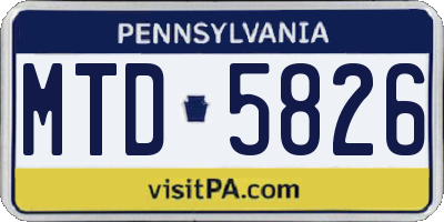 PA license plate MTD5826