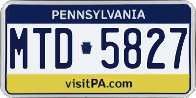 PA license plate MTD5827