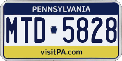 PA license plate MTD5828