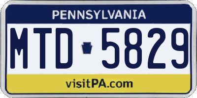 PA license plate MTD5829