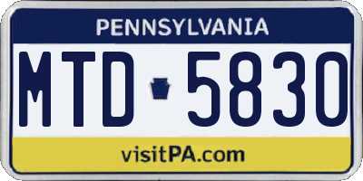 PA license plate MTD5830
